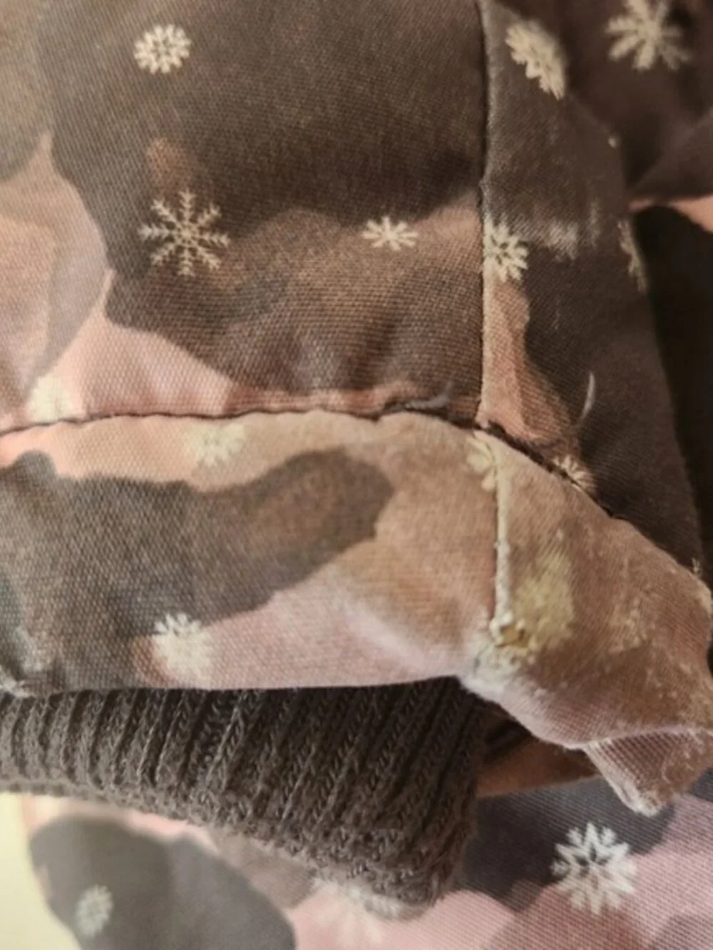 OshKosh Bgosh Girls Camo Snowflake Winter Puffer‎ Jacket Pink Grey Faux Fur Hood